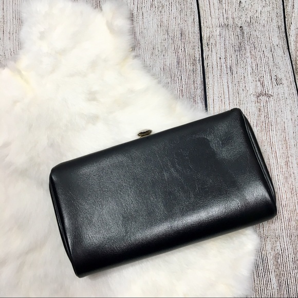 Vintage Handbags - Vintage Black Leather Convertible Clutch
